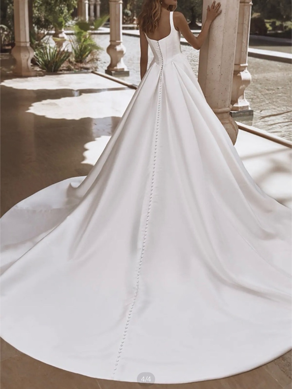Elegant White Satin Ballgown Wedding Dress - Picture 1 of 6